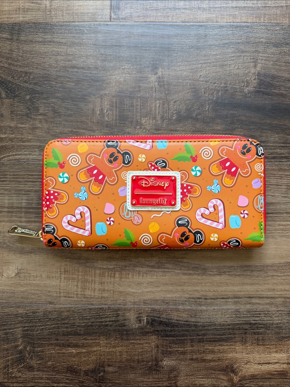 Disney Loungefly Gingerbread Mickey Zip Wallet, Like New!